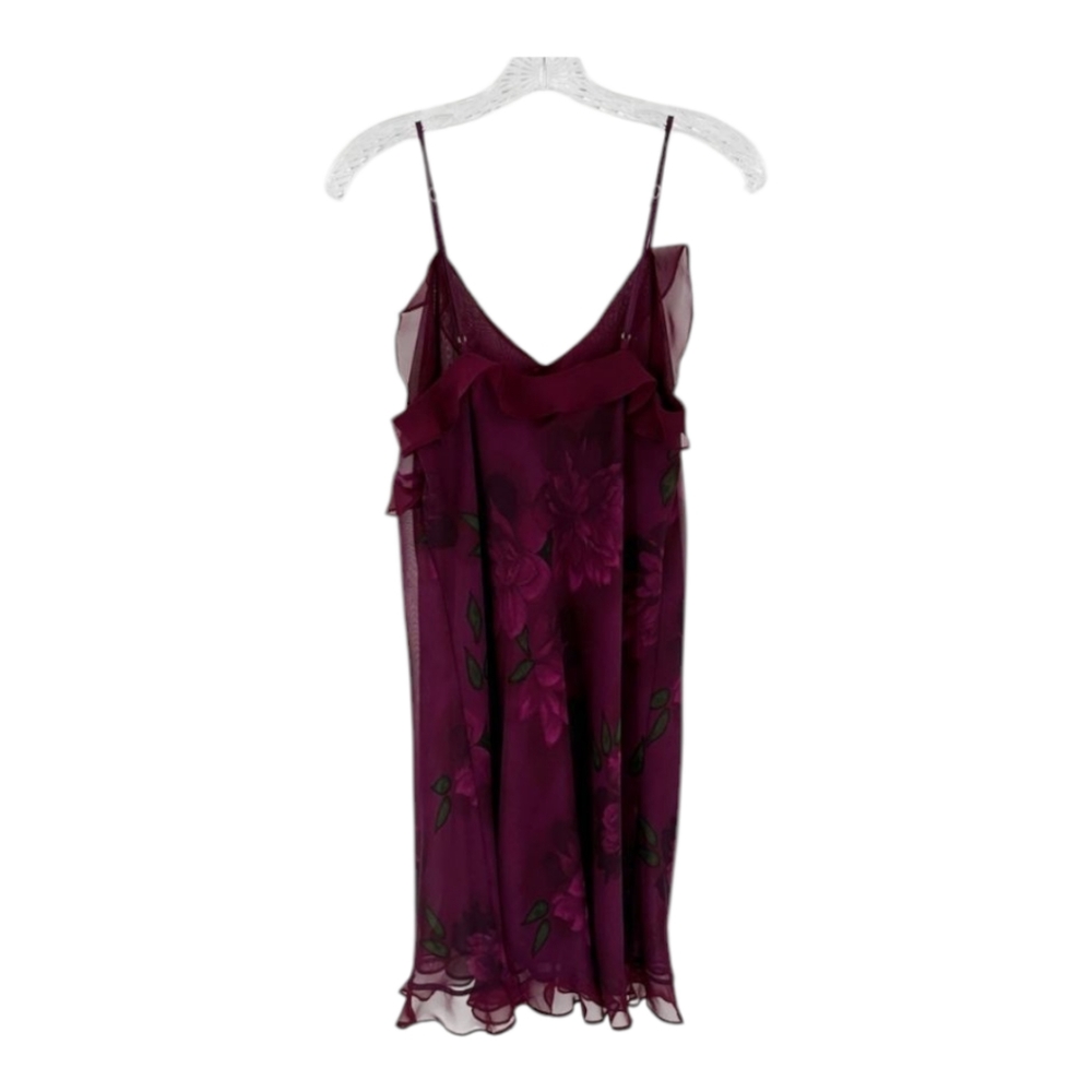 😍Valerie Stevens! Plum Floral Adjustable Straps V-Neck Sheer Chiffon Nightgown - Picture 2 of 4